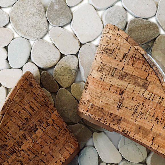 NEW Transparent Clear Dual Strap Cork Platform Wedge Heel Slide Sandals Open Toe - Picture 6 of 7